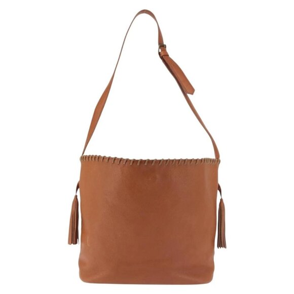 SAINT LAURENT Shoulder Bag Leather Brown Gold Auth SW1562 - Picture 2 of 16